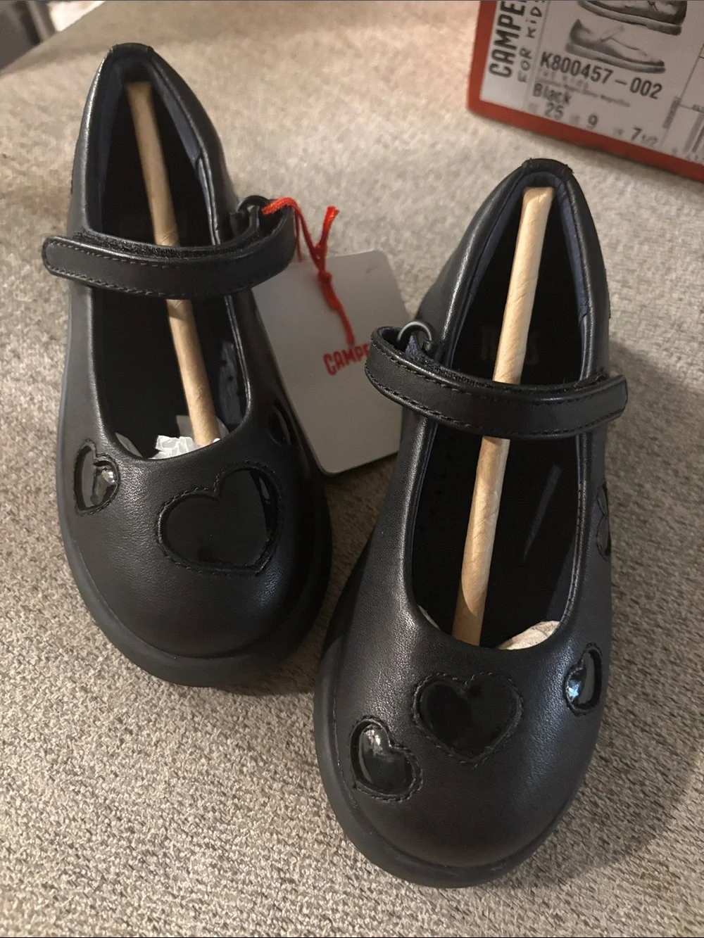Camper Kids Black Mary Jane Heart Accent Shoes Toddler US 9/EU 25